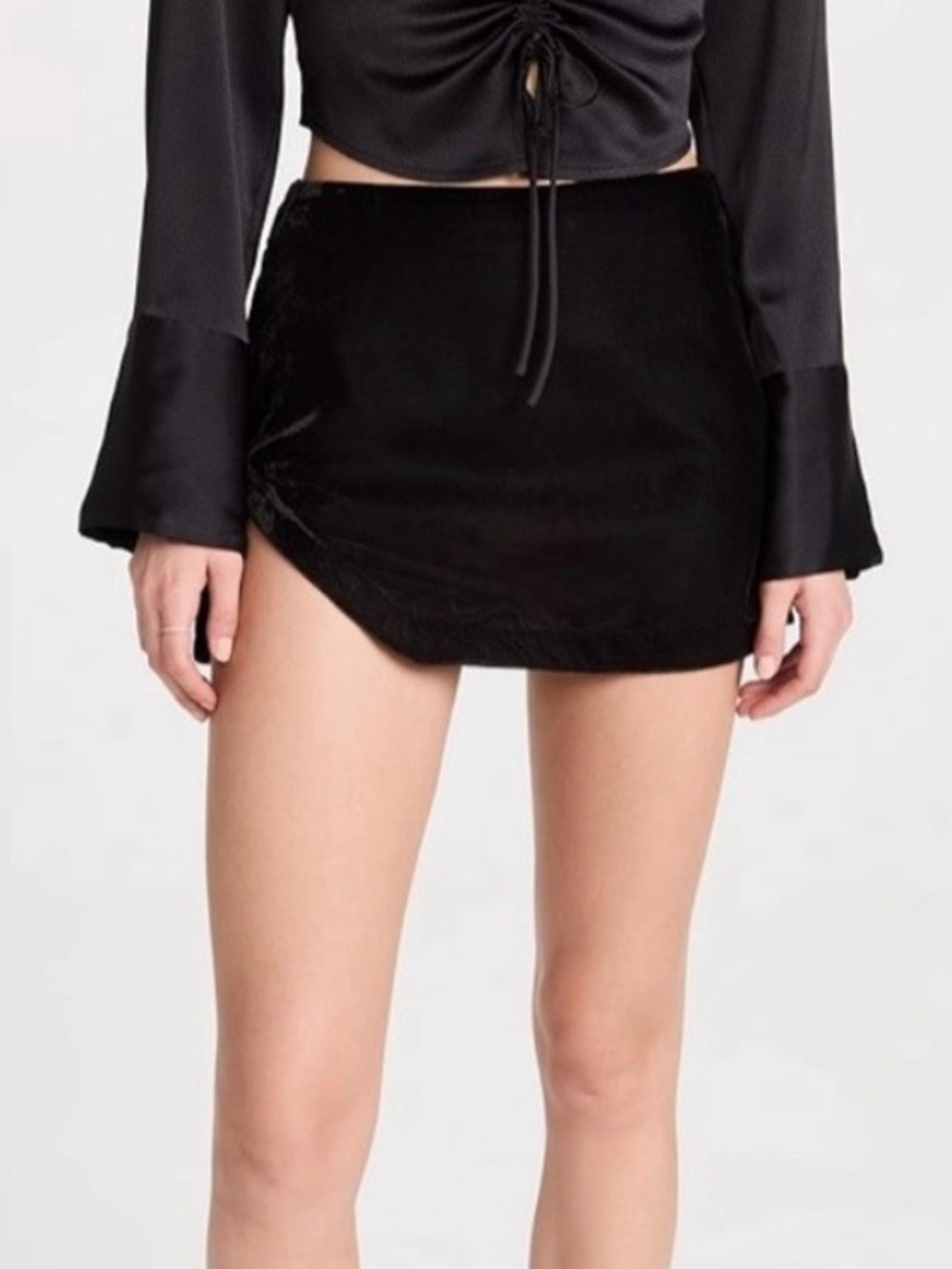 Free People Annalise Velvet Mini Skirt Size 4 in Black